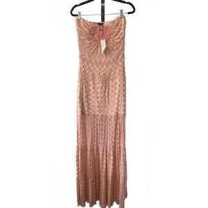Sky Strapless Maxi Dress with Crochet Detail